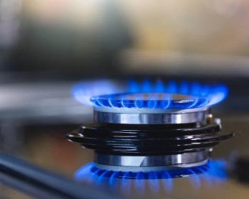 Natural gas blue flames at kitchen